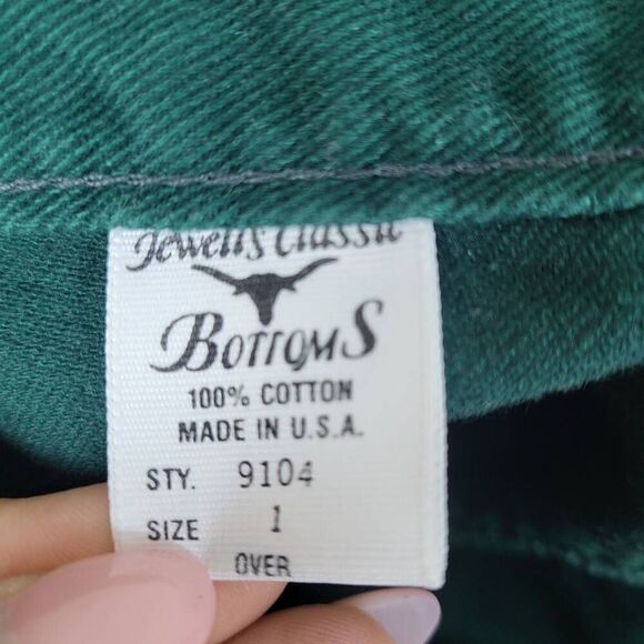 Vtg Jewells Classic Bottoms Womens 1 High Waist Jeans Green Tapered Leg Cotton - Picture 6 of 10